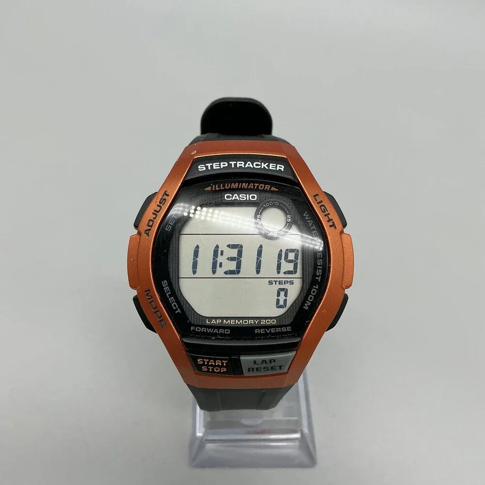 Casio WS-2000H Step Tracker Mens Watch 44mm Digital Orange Black 100M Sport